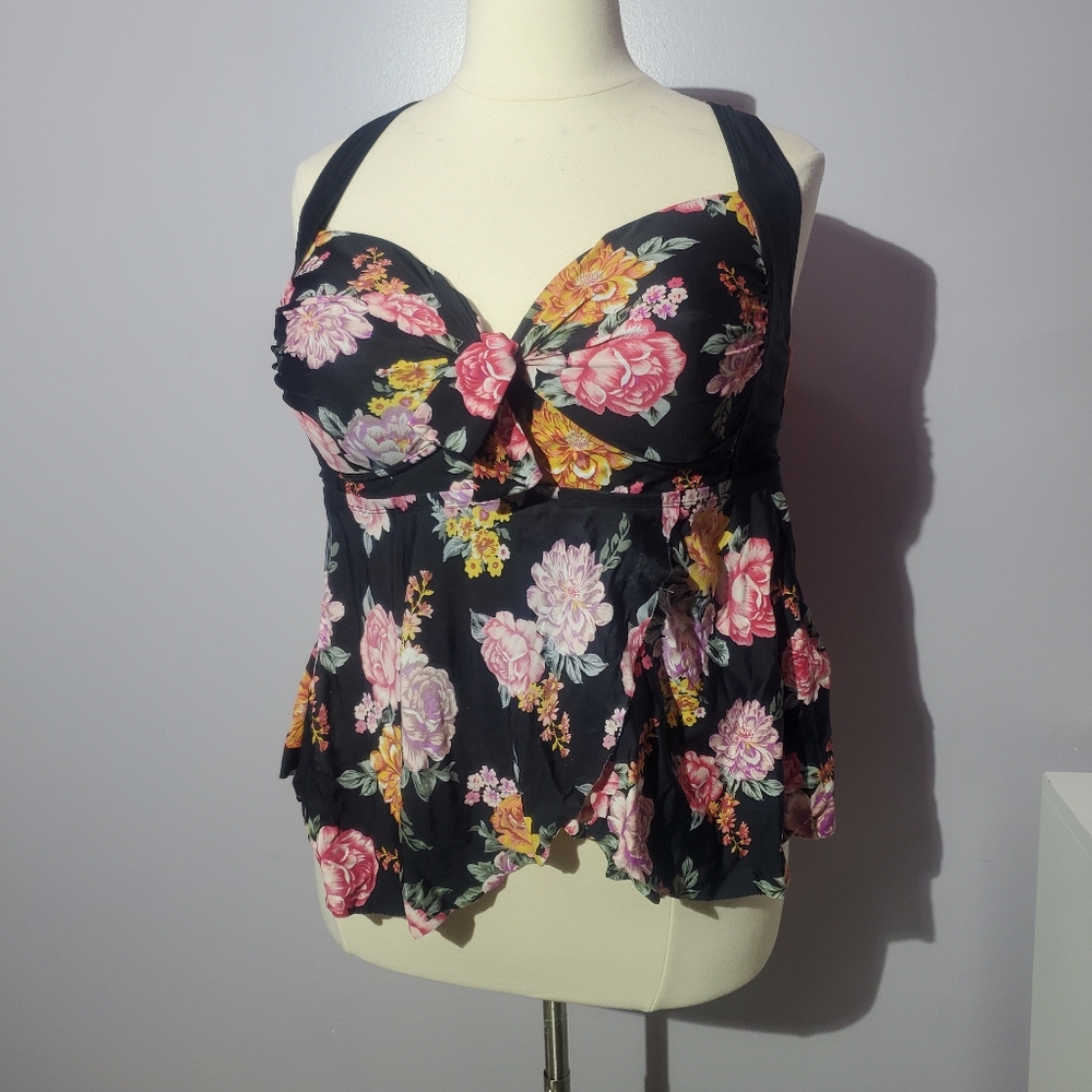 **3/20 floral tankini bathing suit top plus size 2x